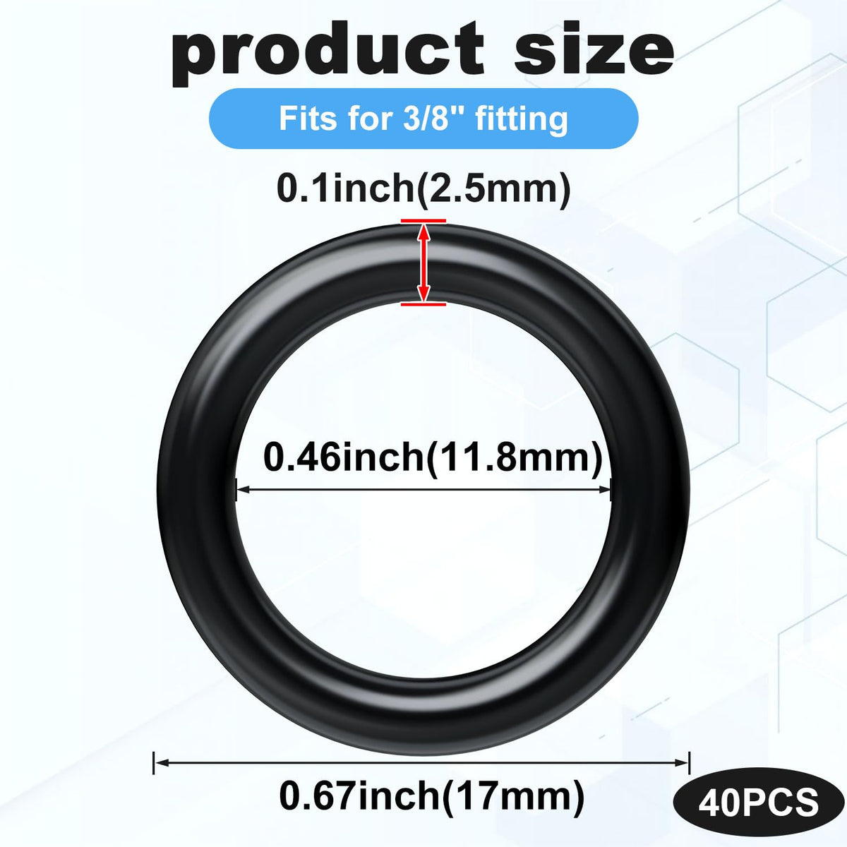 PAGOW 40 Pack 3/8" O-Rings Power Pressure Washer Replacement