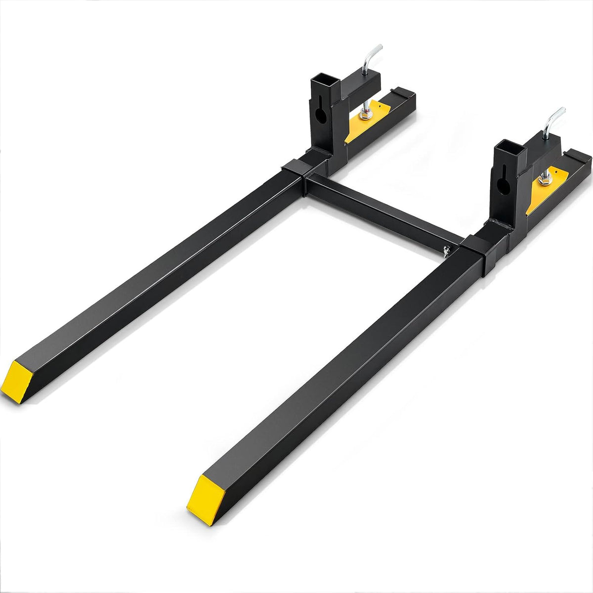 Pallet Forks, 2000 lbs Clamp on, 60" Total Length | Heavy Duty, Adjustable Stabilizer Bar