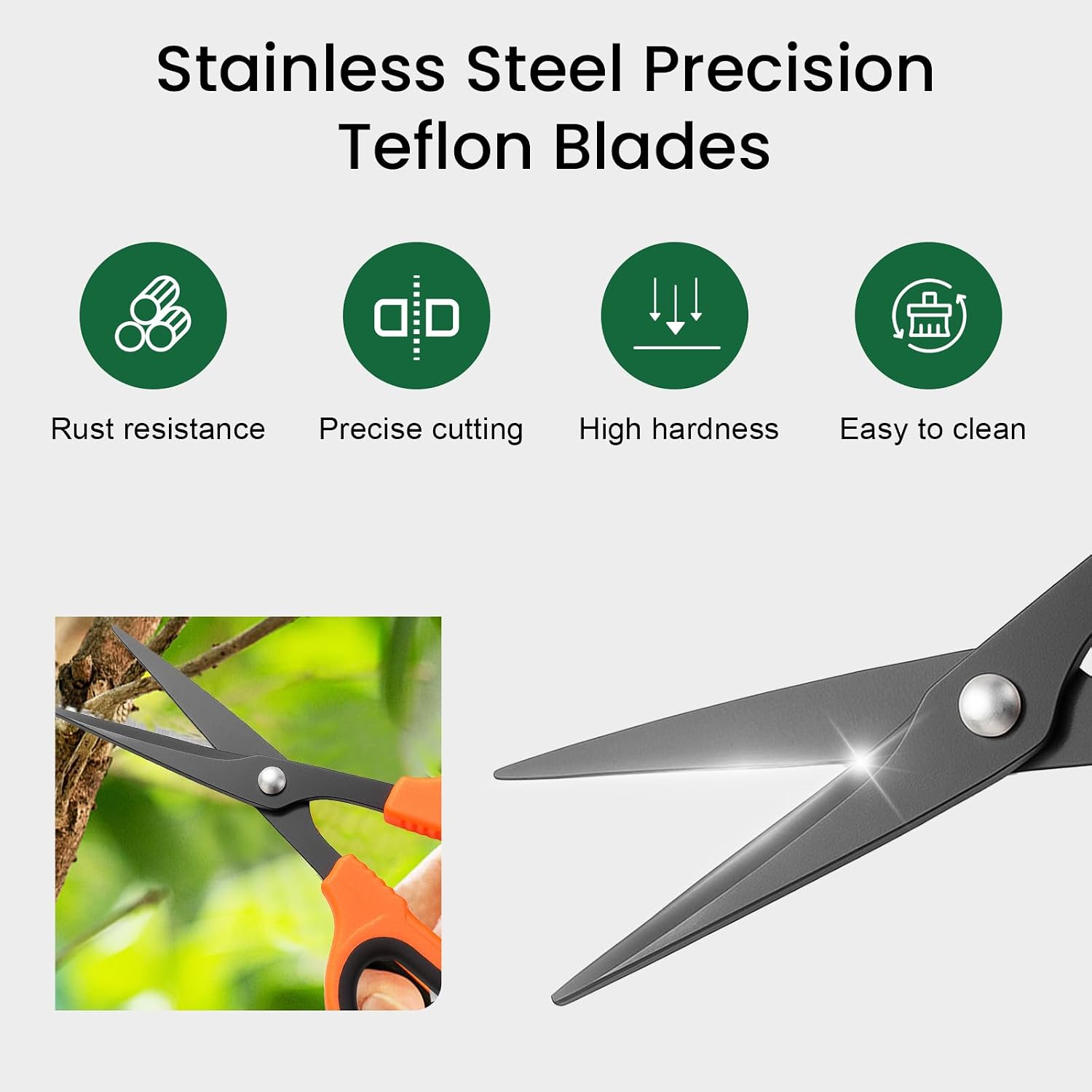 3 Packs Trimming Scissors Teflon Coated Non Stick Blades Pruning Shears Gardening Hand Pruning Snips with Straight