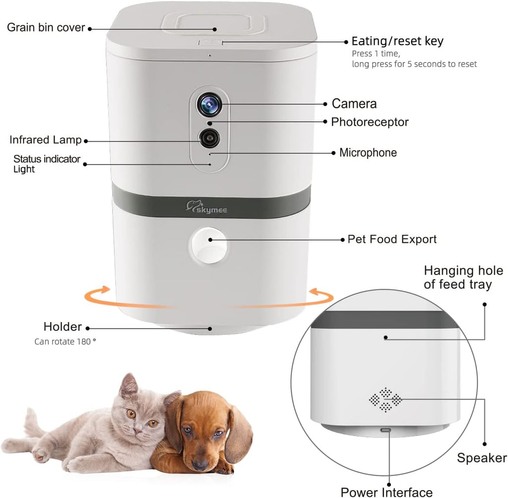 Petalk AI II Dog Camera Automatic Treat Dispenser, 5G WiFi Pet Camera with 180° Pan Full-Room View,Night Vision,Two