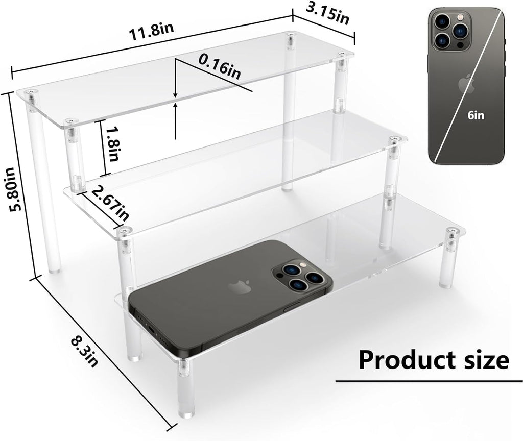 Acrylic Display Riser, Clear Perfume Organizer, 3 Tier Cupcake Stand | Acrylic Shelves for Amiibo Funko POP Figures