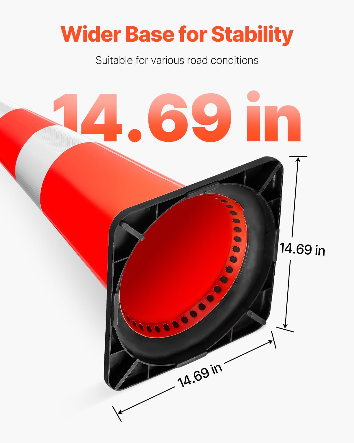 Safety Cones, 8 Pack 30" Traffic Cones, PVC Orange Construction Cones with Reflective Collars and Black Weighted Base