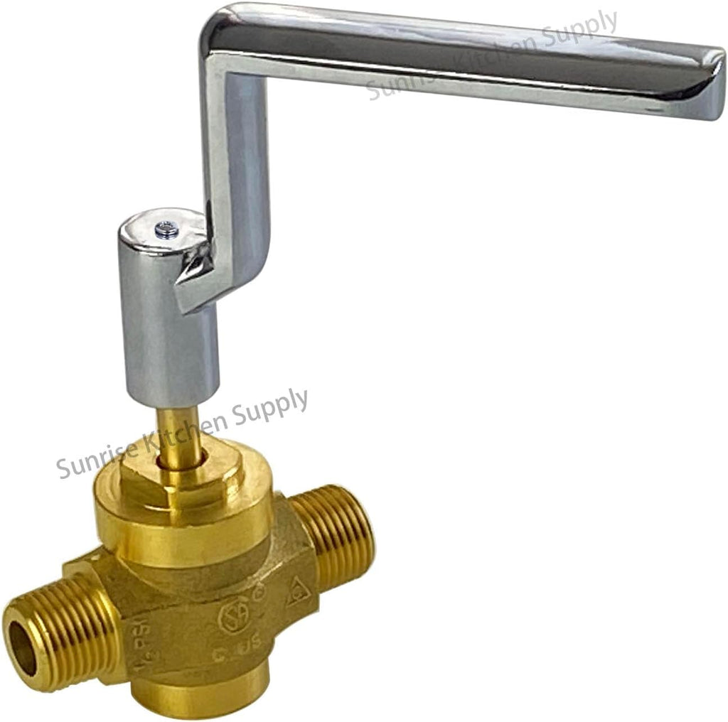 Sunrise Kitchen Supply Gas Burner Ball Valve with Handle for Commercial Wok Range, 1/2" MPT x 1/2" MPT (1 Piece)