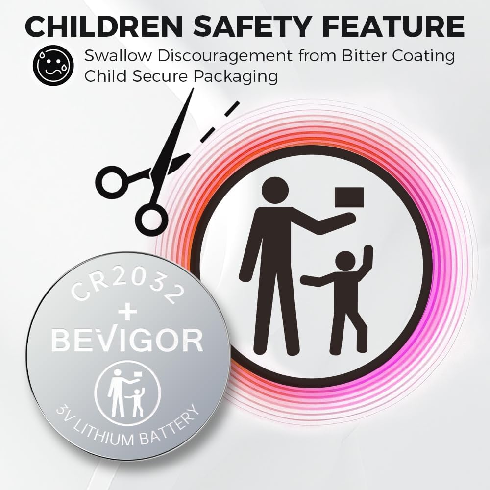2032 Battery CR2032 Lithium 3V Coin Battery 20 Pack Compatible with AirTag for Child Safety, Suitable for Key Fobs