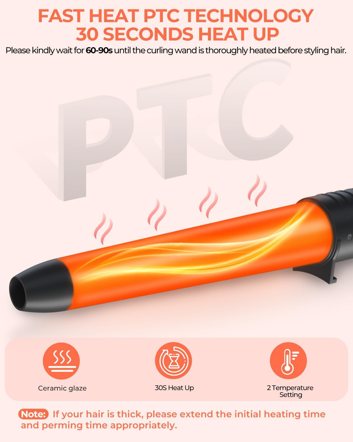 5 in 1 Curling Wand Set, 0.35"-1.25" Interchangeable Ceramic Barrels