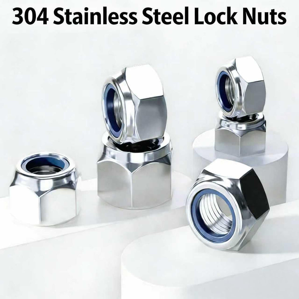 M10-1.5mm Locknuts, 18PCS 304 (A2-70) Stainless Steel Nylon Insert Lock Nuts,Standard Metric Thread Nylock Nuts