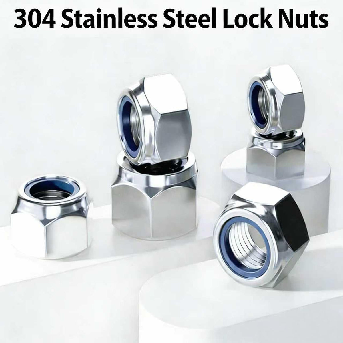 M12-1.75mm Locknuts, 12PCS 304 (A2-70) Stainless Steel Nylon Insert Lock Nuts,Standard Metric Thread Nylock Nuts