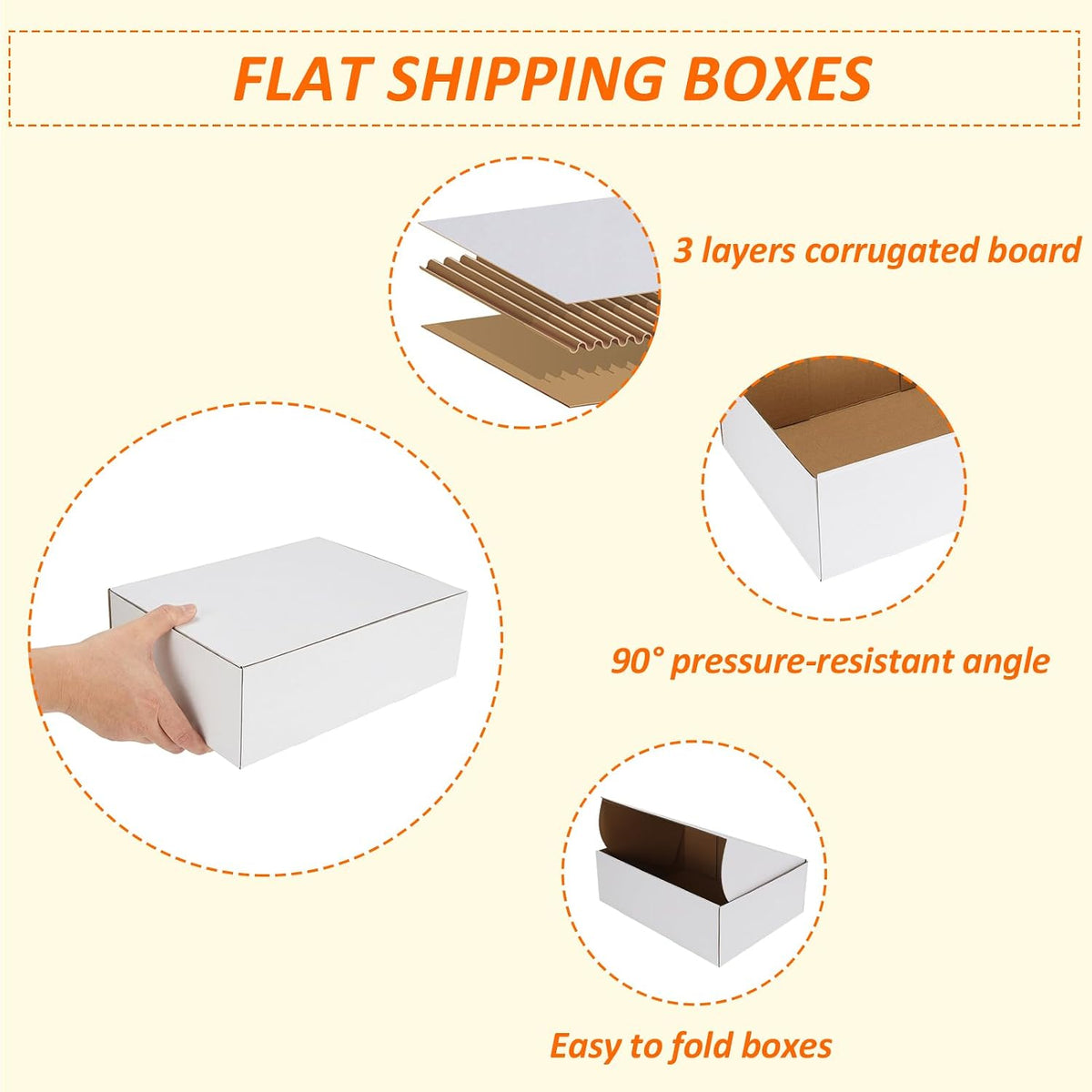 12x9x4 Shipping Boxes Set of 25, White Corrugated Cardboard Mailer Box for Packing Small Business