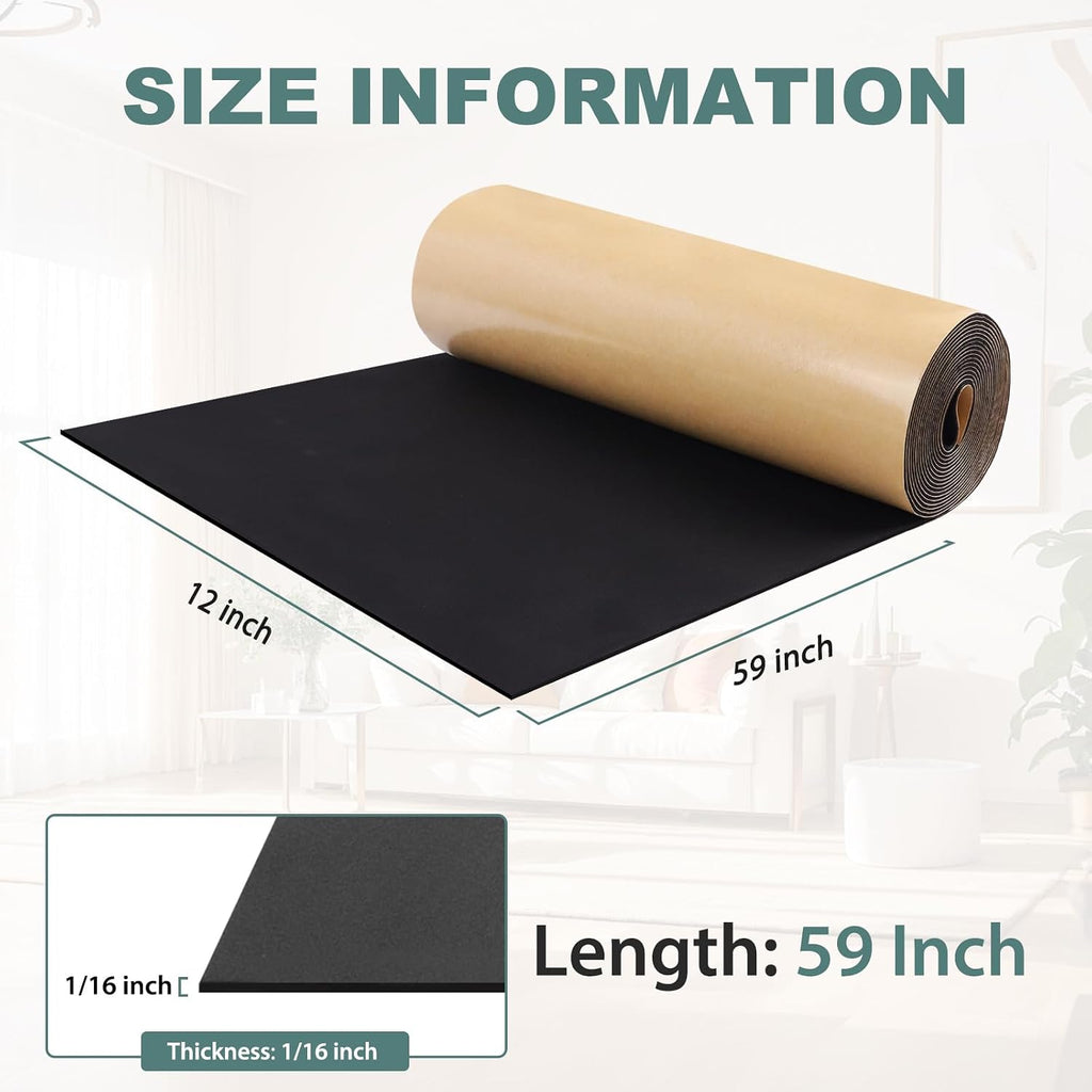 Neoprene Foam Padding with Adhesive Closed Cell Foam, Black