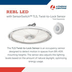 Lithonia Lighting Round High Bay LED Light Adjustable Lumens, 3-in-1 CCT