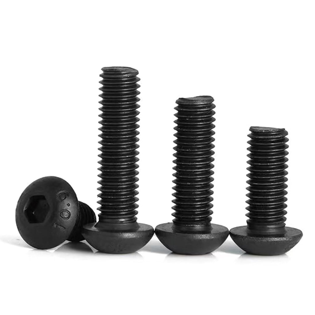 M12-1.75 x 20mm Button Head Socket Cap Screws, 10.9 Grade Alloy Steel, Allen Socket Drive, Black Oxide Finish, Full Thread Quantity 10