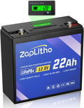 Upgraded 12V 22Ah Lithium Battery LiFePO4, LCD Voltage Diaplay & 30A BMS, Deep Cycle Grade A Cells, Lightweight