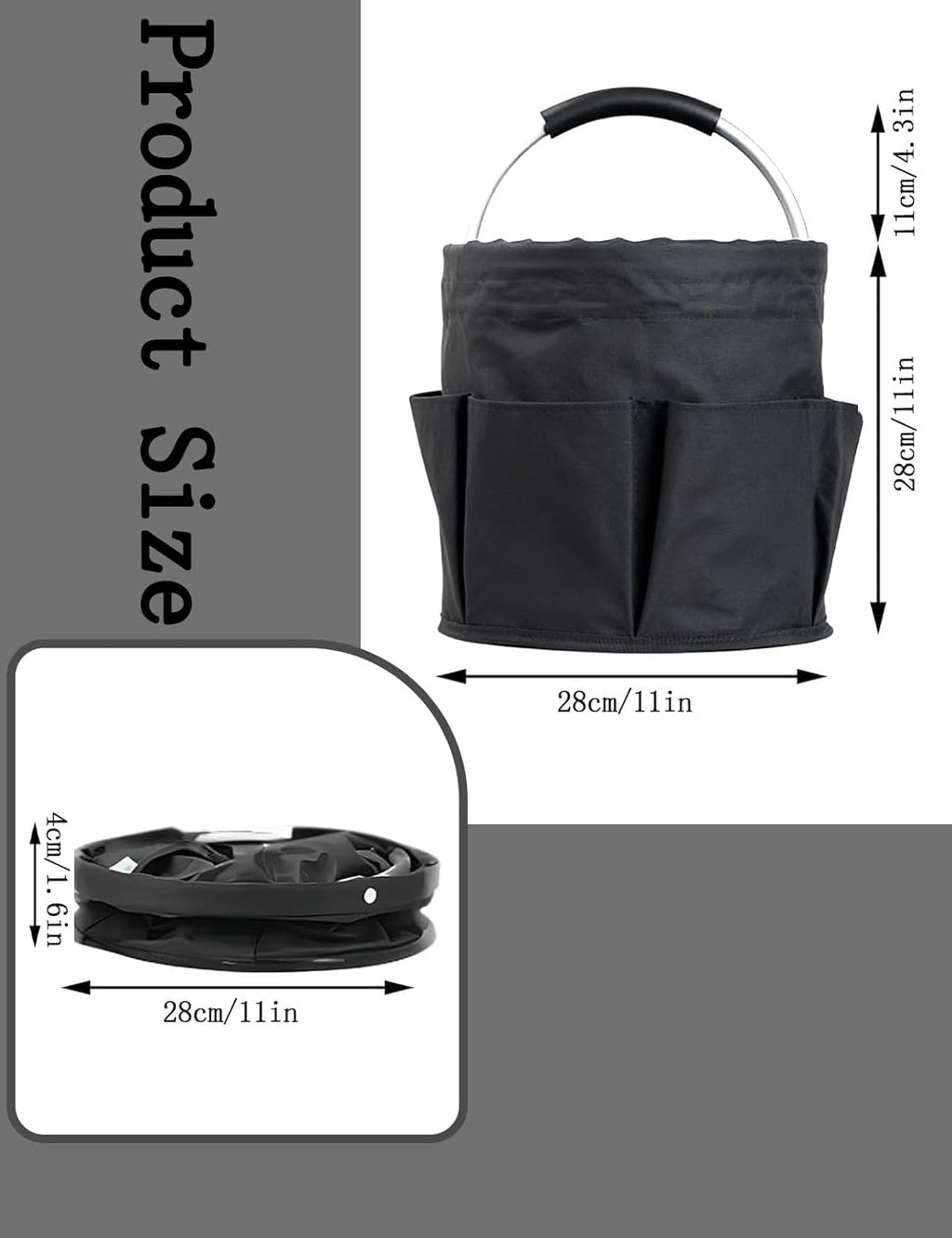 Cleaning Caddy with Handle, Cleaning Products Organiser, Foldable Storage Basket, Large Supply Organiser 17L with 6