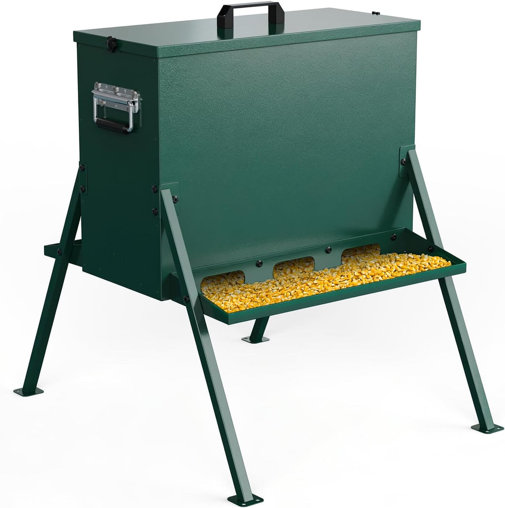 90-110lb Deer Feeder, Heavy Duty Metal Hunting Game Feeder