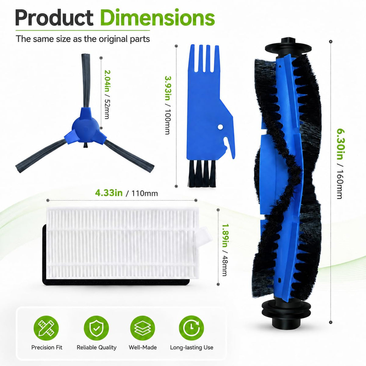 Replacement Parts Compatible for Eufy 11S, 25C, 30C, NOT for Max/G/L Series