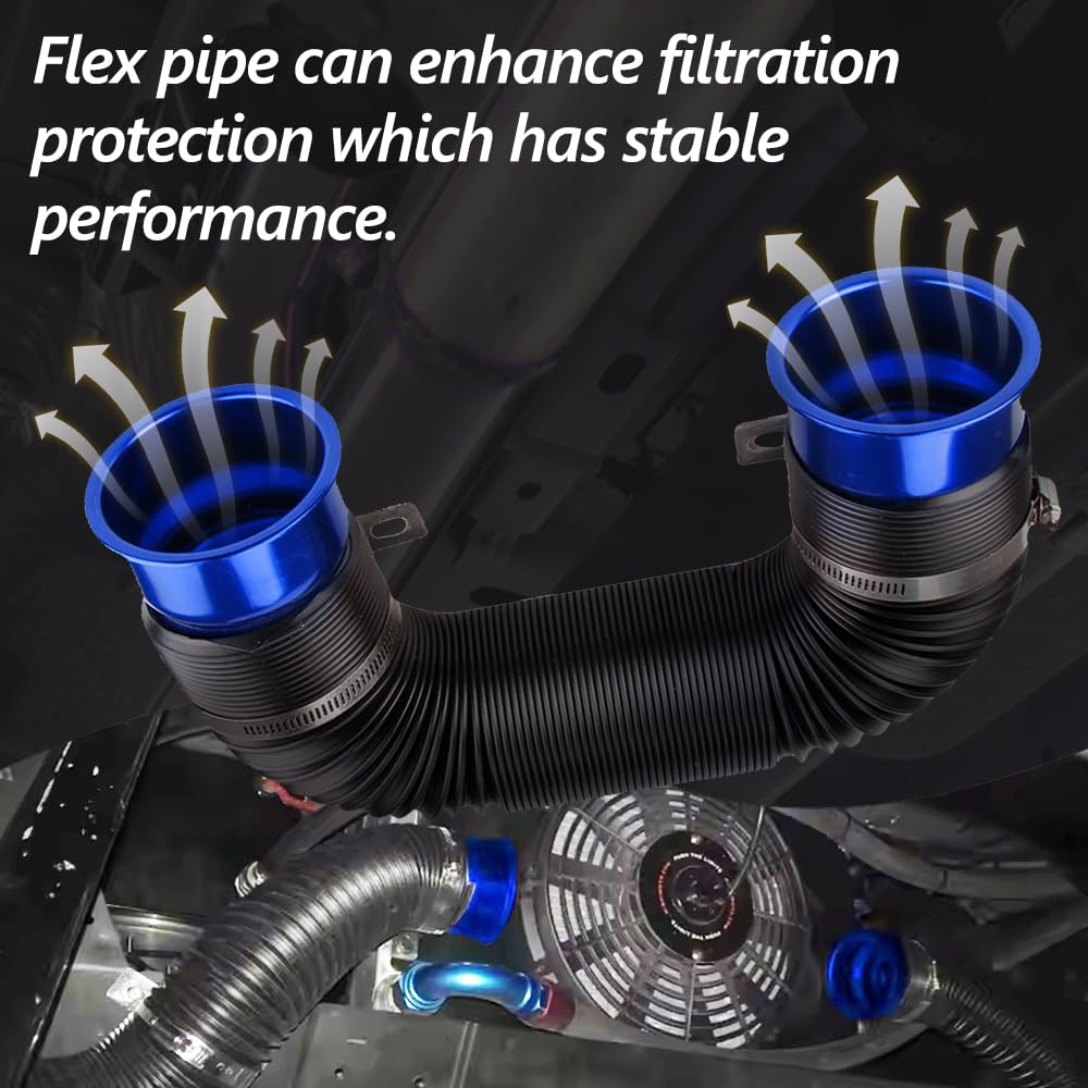 3" Turbine Intake Pipe Adjustable Cold Air Intake Pipe Tube Blue