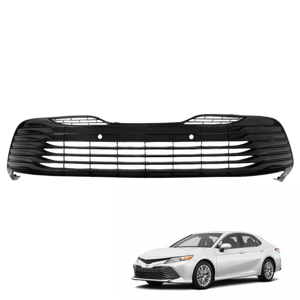 SEBLAFF Front Lower Grille Gloss Black with Radar Holes for Camry
