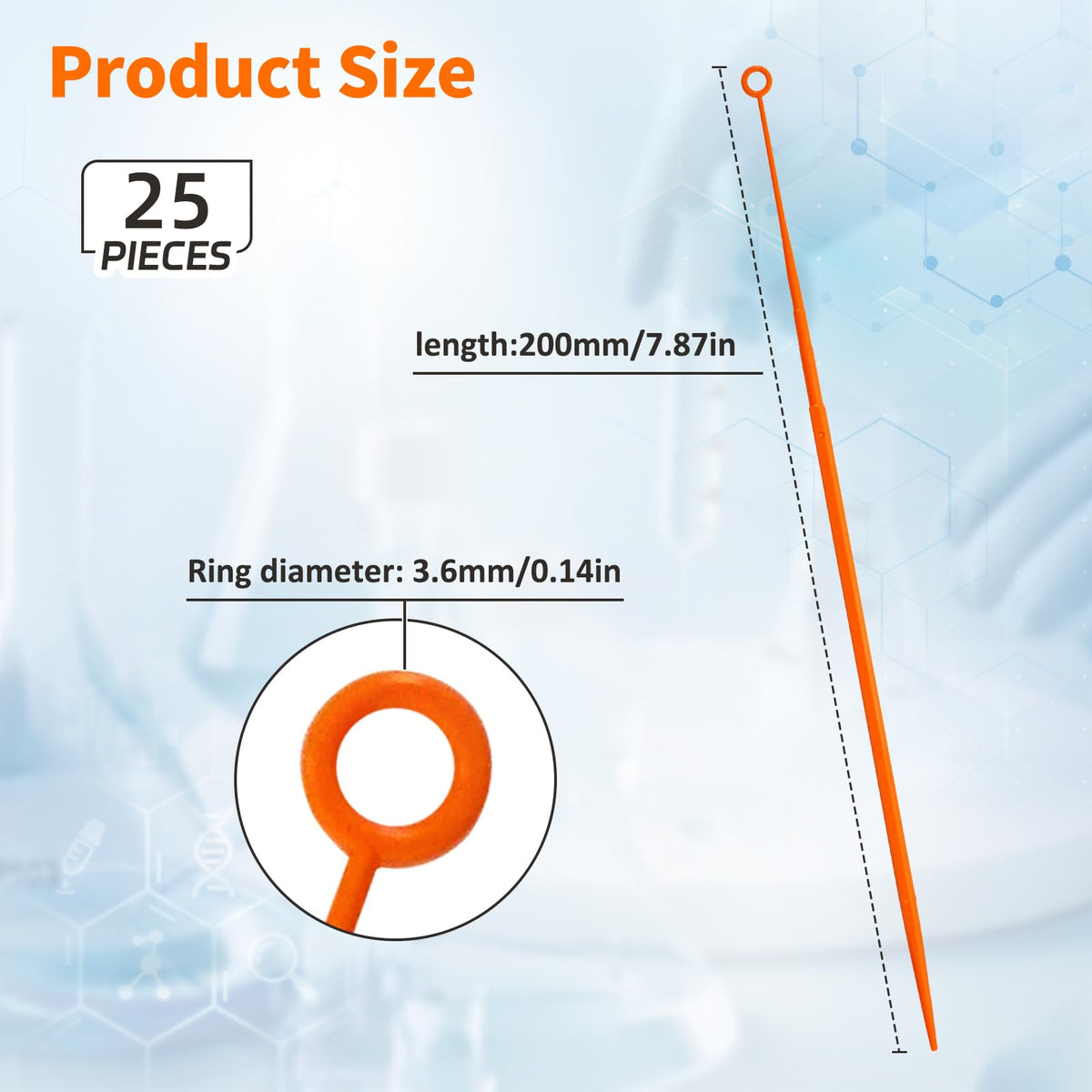 10ul Disposable Inoculating Loop, Plastic, 1/Bag, 25PCS Total