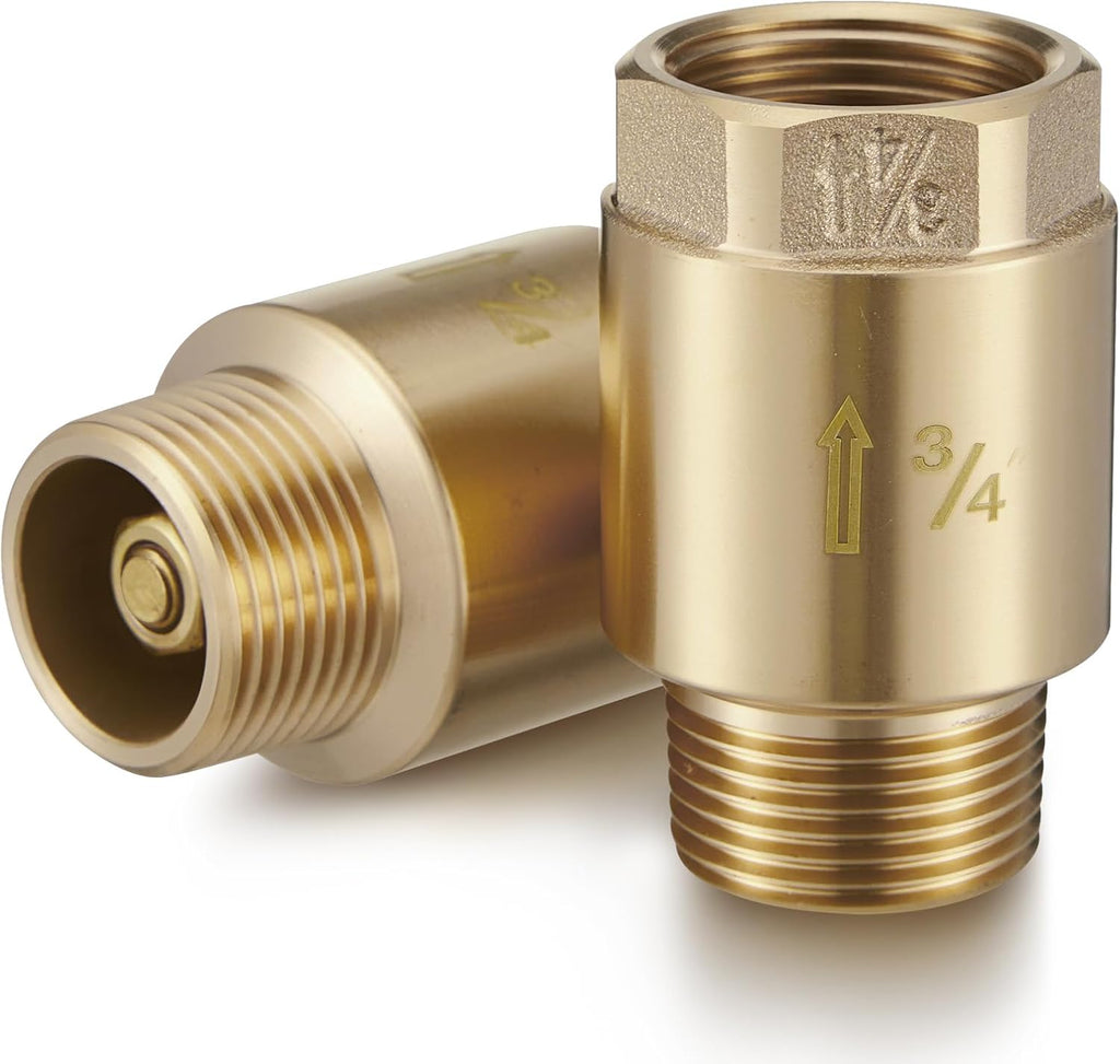 Zonon 2 Pcs 3/4 Inch Check Valve, One Way Spring Brass Check Valve