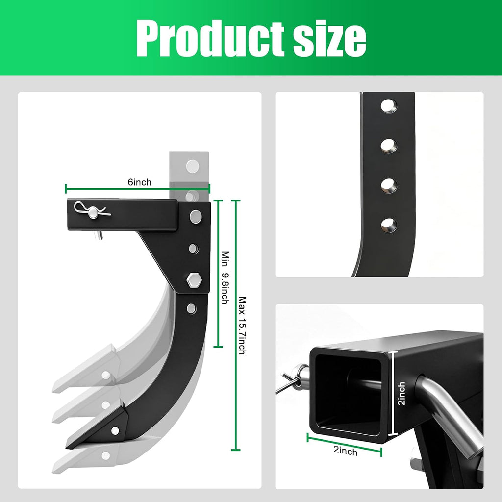 2 Inch Receiver Hitch Mounted 3-Point Trencher Plow, 16 Inch Adjustable Trenching Shank, Heavy Duty Thickened Lawn