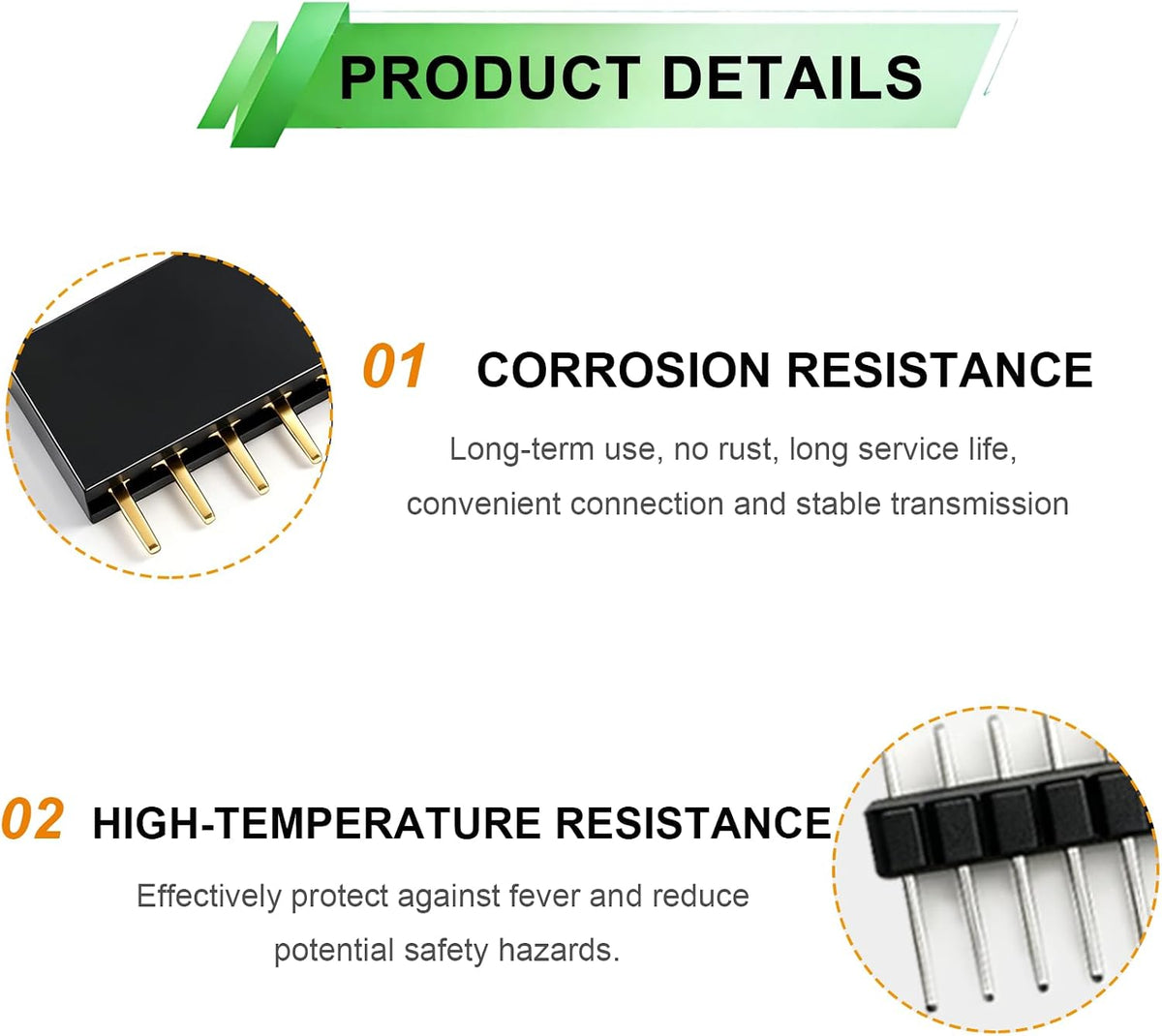 22pcs 2.54mm Male & Female Pin Header Connector, 40Pin, Black, PCB Board Pin Header