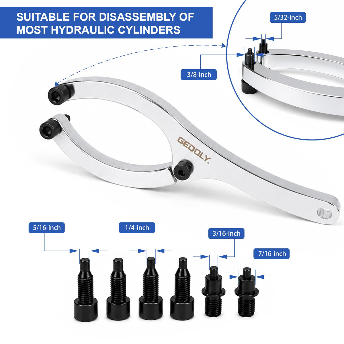 gedoly Gland Nut Wrench, Adjustable Hydraulic Cylinder Spanner Wrench