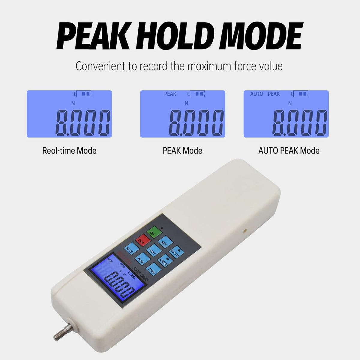 Digital Force Gauge 1000N/100kg/220Lb Capacity, 3 Units Switchable (N/kgf/lbf), Handheld Dynamometer Push Pull Tester with Data Storage & USB Output