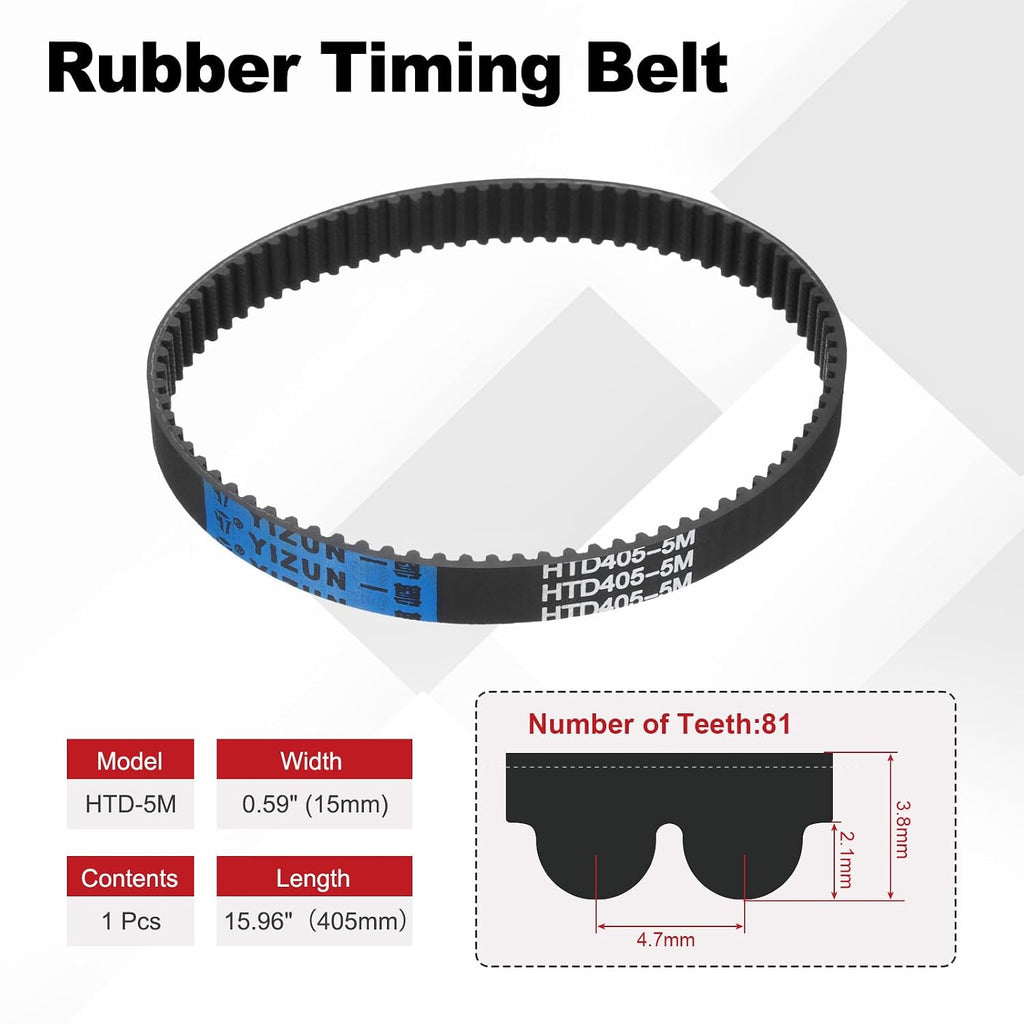 HTD 5M Timing Belts, 405mm Pitch Length x 15mm Width x 3.8mm Height