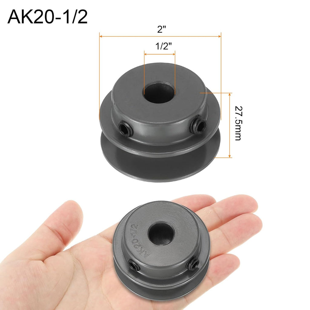 uxcell AK20-1/2 V-Belt Sheave 1/2" Bore, 2" OD, Single Groove Web Sheave