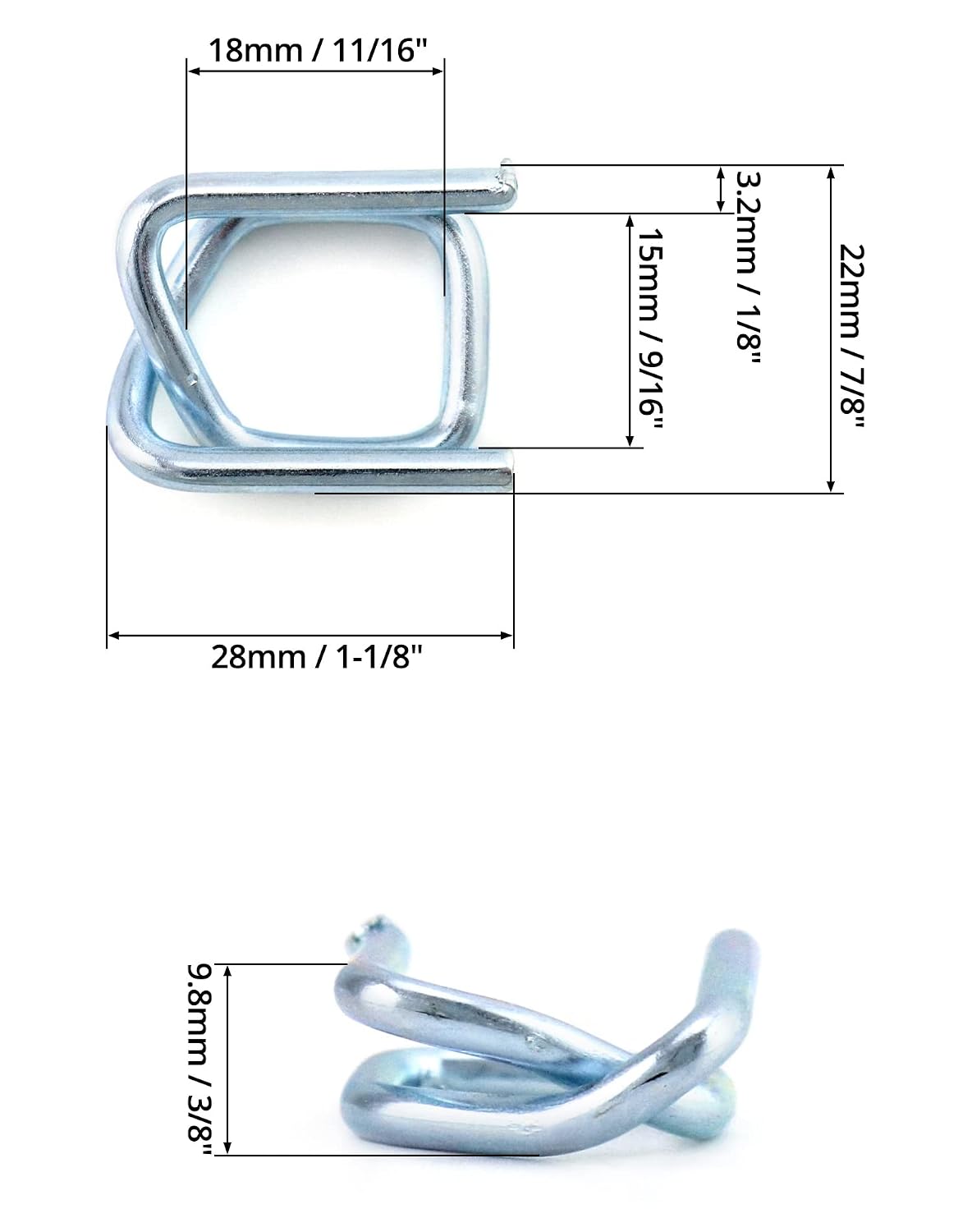 Metal Wire Buckle, 1/2" Width, 50 Pack, Silver