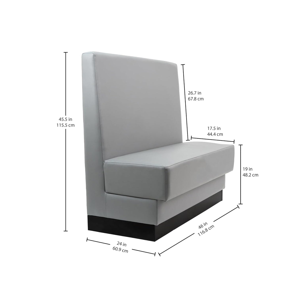 FDP Pro Series Single-Sided Restaurant Booth - Dark Gray, 15425-DG
