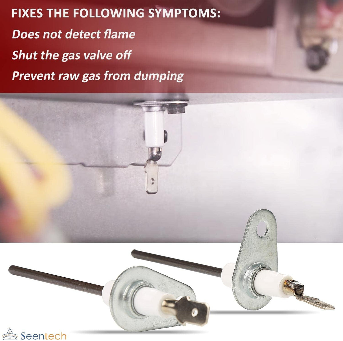 Seentech 0130F00010 Furnace Flame Sensor - Compatible with Goodman Amana Janitrol Furnaces - Replaces B11726-06 B1172606 AP4513976 20488501 P1257001F ACS90453BXA P1257007F (Pack of 2)