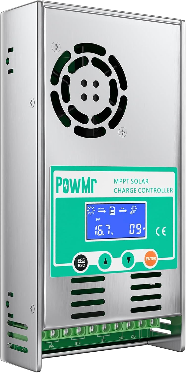 MPPT 60A Solar Charge Controller 12V 24V 36V 48V Auto, Negative Ground Solar Panel Regulator with LCD Display for