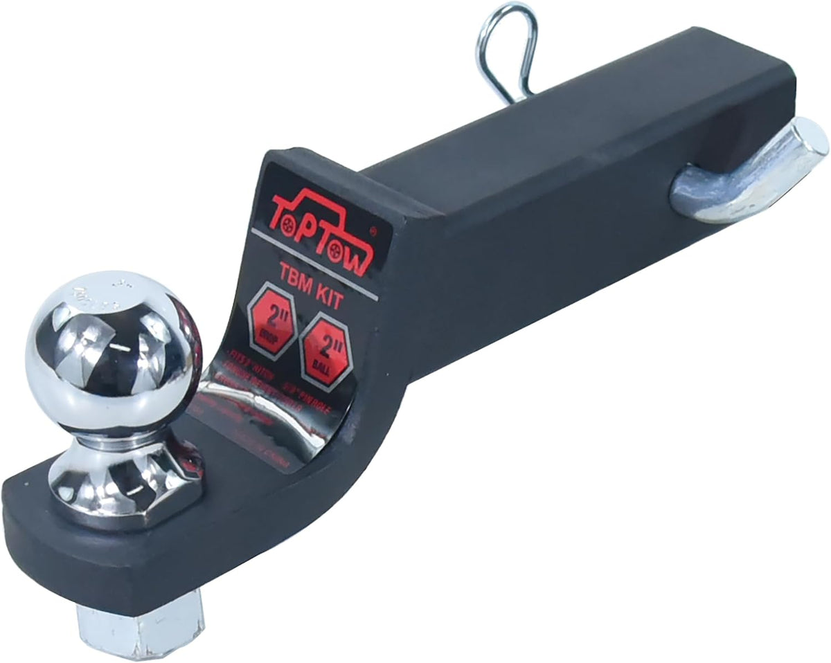2" Drop Trailer Hitch Ball Mount Kit with 2" Trailer Ball and 5/8" Hitch Pin, Fits 2" Hitch Receiver, Matte Black