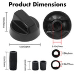Zreneyfex 8 Pack Control Knobs with 24 Adapters, Replacement for Multiple Models Oven Stove and Range, Black Stove Knobs Replacement Set