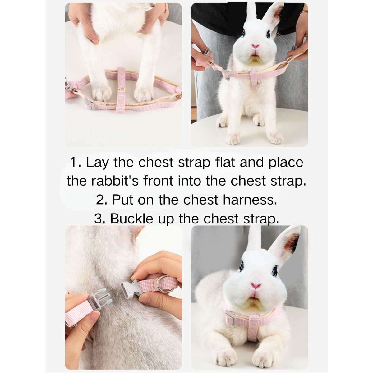 Rabbit Harness Leash Small Pet Adjustable Escape Proof Vest (Red,Medium)