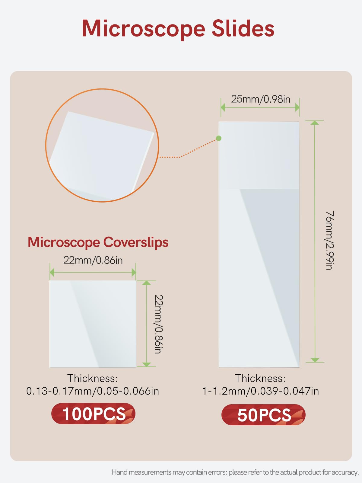 Microscope Slides and Coverslips Set, Pre-Cleaned Optical Glass