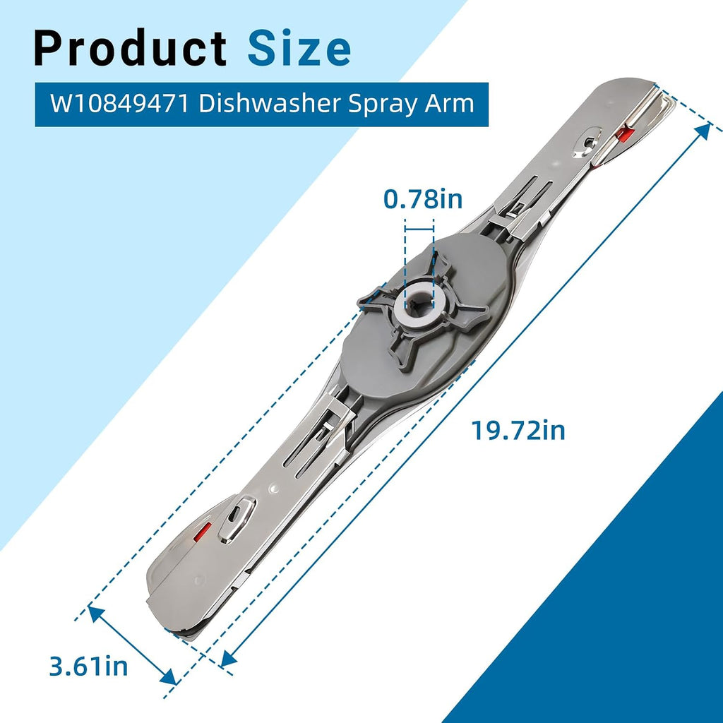 W10849471 Dishwasher Spray Arm Fits for Whirlpool Kenmore W10500354 Arm-Spray Replaces 4383701 AP5989680 PS11731118 EAP11731118