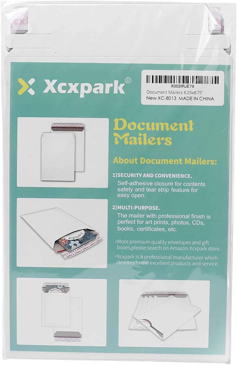 25 Pack Rigid Mailers 6.25 x 8.25 inches, Self Seal Photo Document Mailers Premium Cardboard Keep Flat Envelopes for