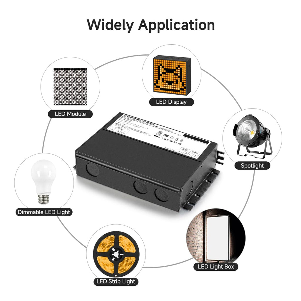 96W Dimmable LED Driver Power Supply 24VDC Transformer,5-in-1