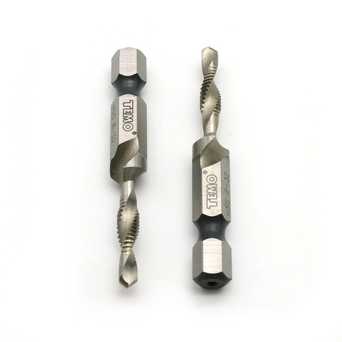 TEMO 2p M2 HSS 8-32 Combination Drill and Tap Deburr Countersink Hex Bit