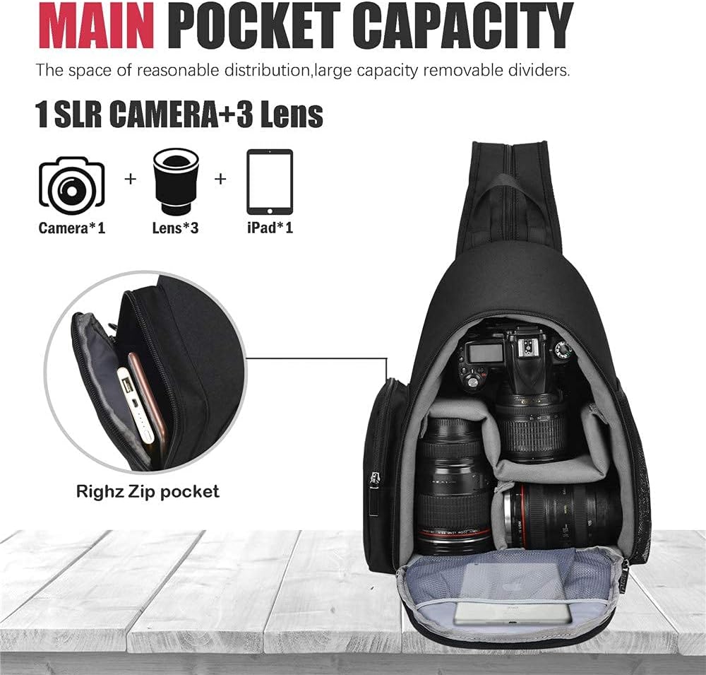 Sling Camera Bag, Camera Shoulder Crossbody Backpack, DSLR/SLR/Mirrorless Camera Case, Shockproof Photography Camera