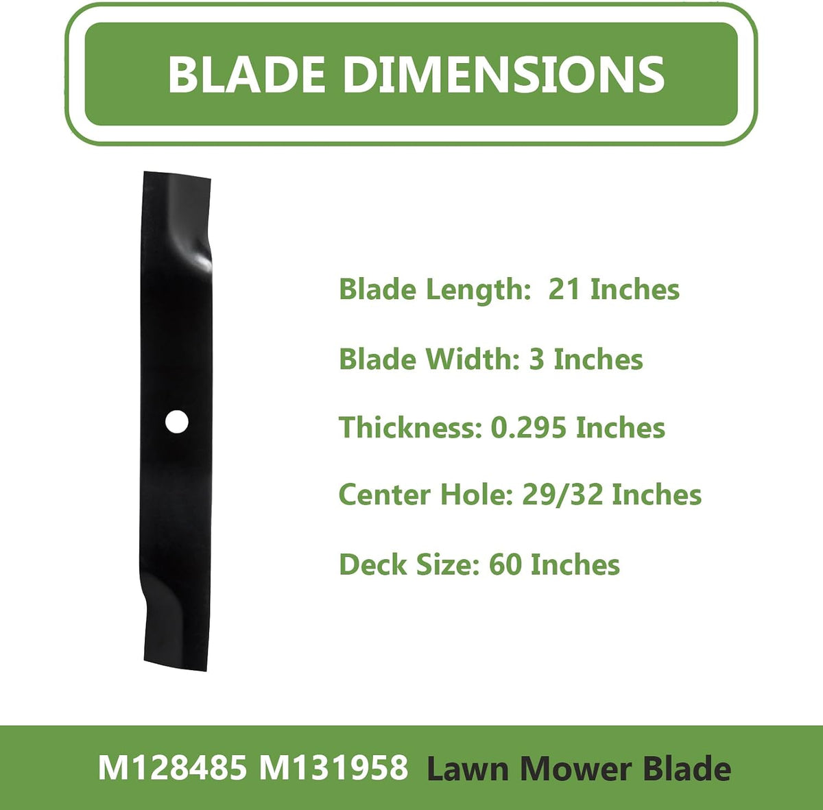60" Deck Replacement Lawn Mower High Lift Blades for M128485 M131958 M144196 M163983 TCU15881 - Compatible with John Deere 1023E 1025R 737 757 797 997-3 Pack