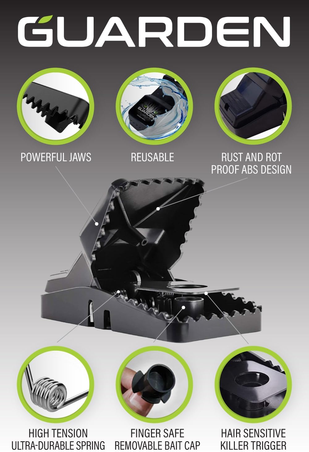 Rat Trap Six Pack - Powerful Reusable Traps for a Quick Kill Indoor or Out | Easy-Bait, Easy-Set Traps Catch Rats