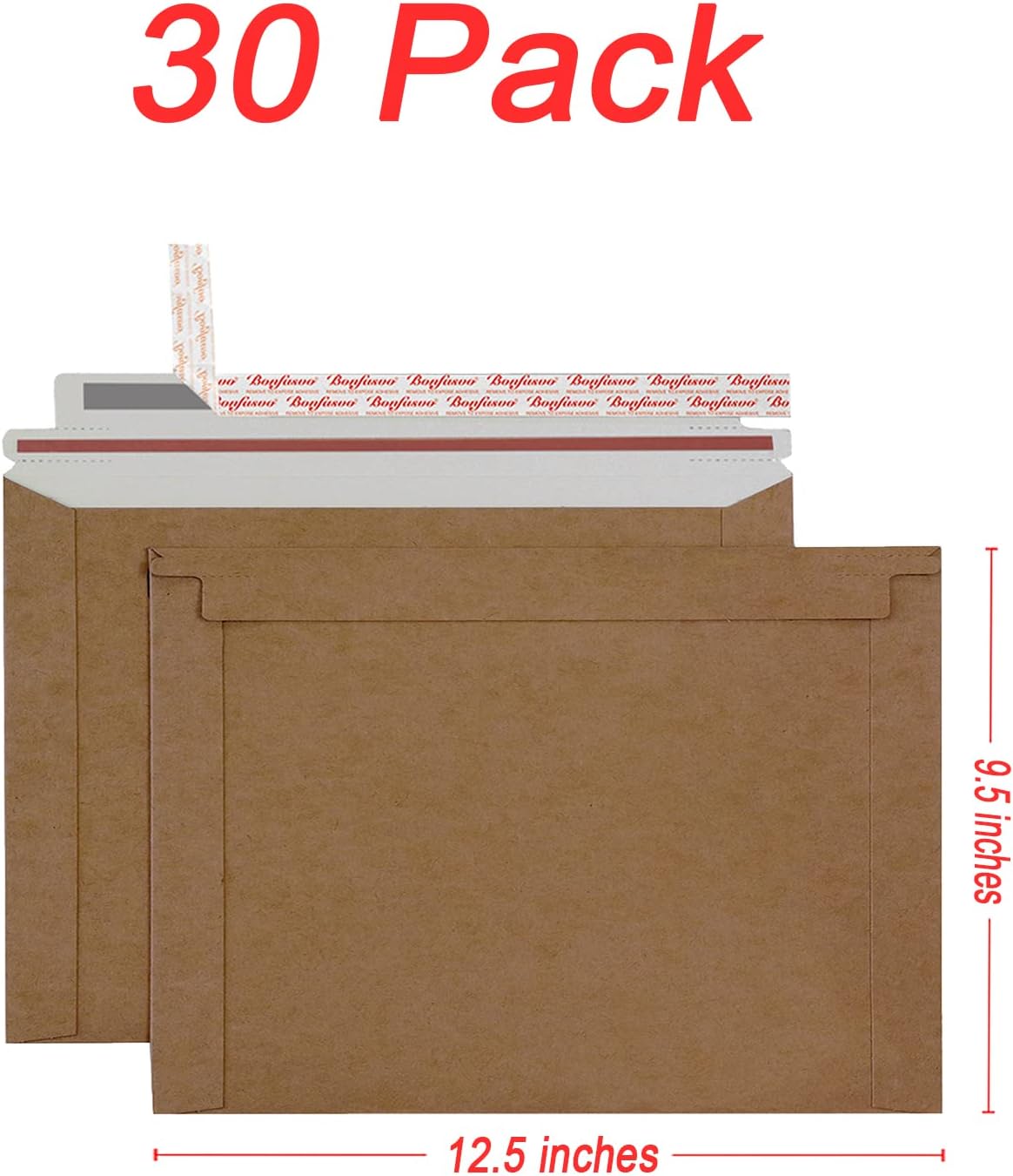 Rigid Mailers 30 Pack 9.5 x 12.5 inches Brown Self Seal Stay Flat Bulk Cardboard Kraft No Bend Mailers Peel and Seal