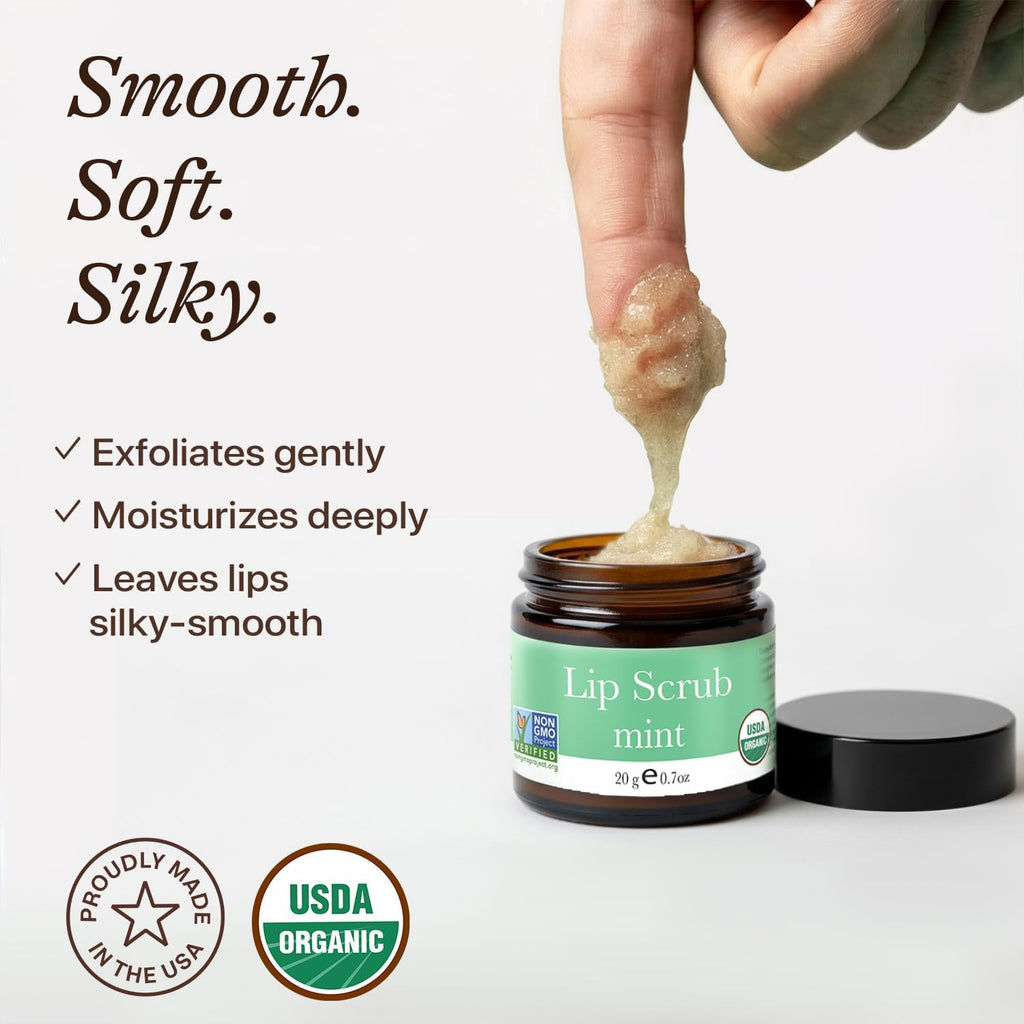 USDA Organic Lip Scrub Mint - USA Made with Natural Ingredients