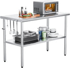 48'' x 24'' Stainless Steel Table for Prep & Work,Commercial Worktables & Workstations, NSF Heavy Duty Metal Table