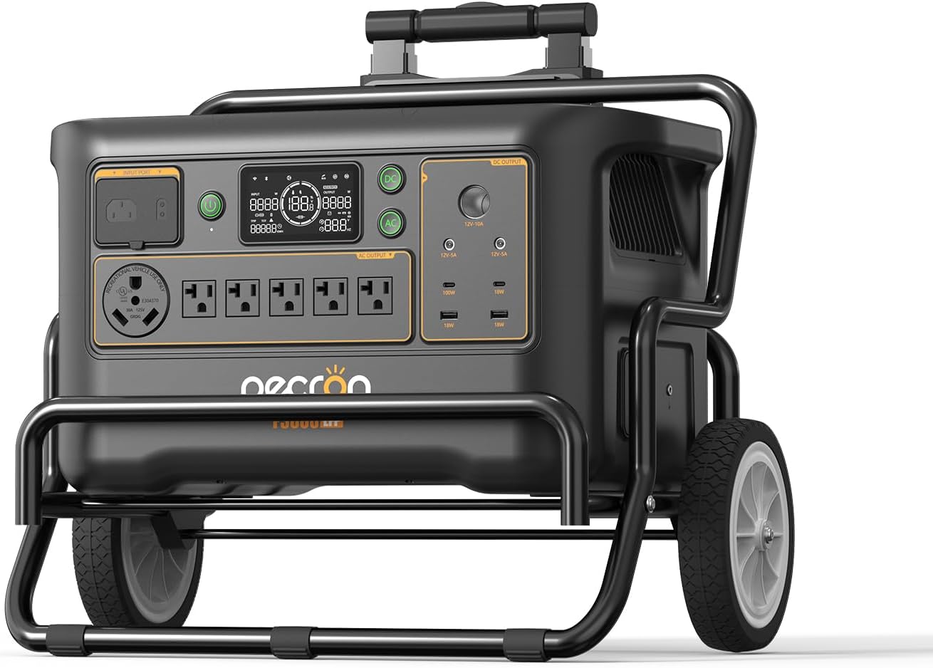 Portable Power Station F3000LFP with Cart Kit, 3072Wh Solar Camping Generator, 3600W Solar Generator for RV, Home