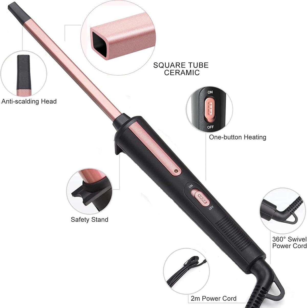 Thin Curling Wand, 3/8 Inch Small Curling Iron Wand