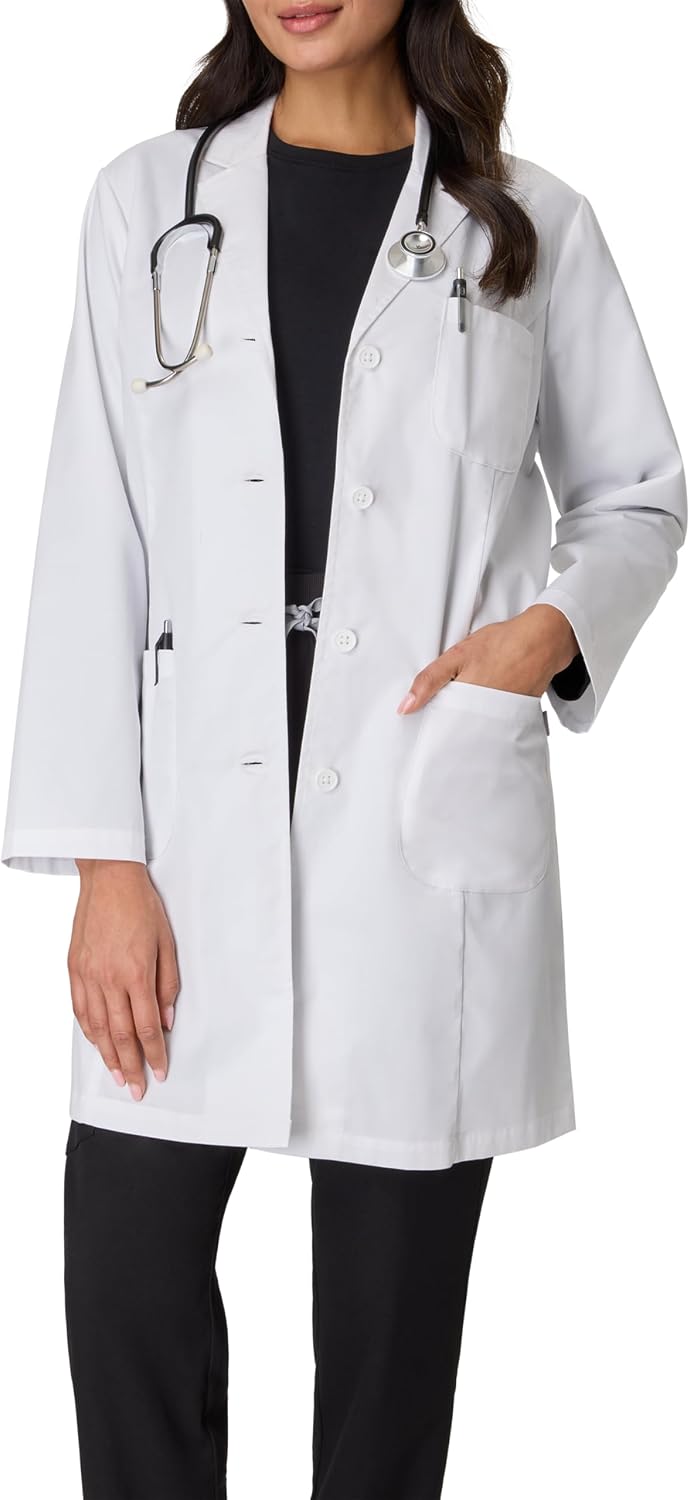 Women's Scrubs Lab Coat, Healthcare Lab Coat, Scrubs Jacket With Pockets, Soil & Water Resistant